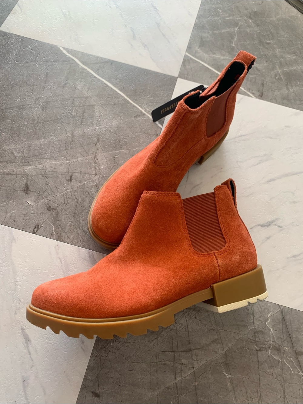Sorel Burnt Orange Suede Chelsea Ankle Boots
